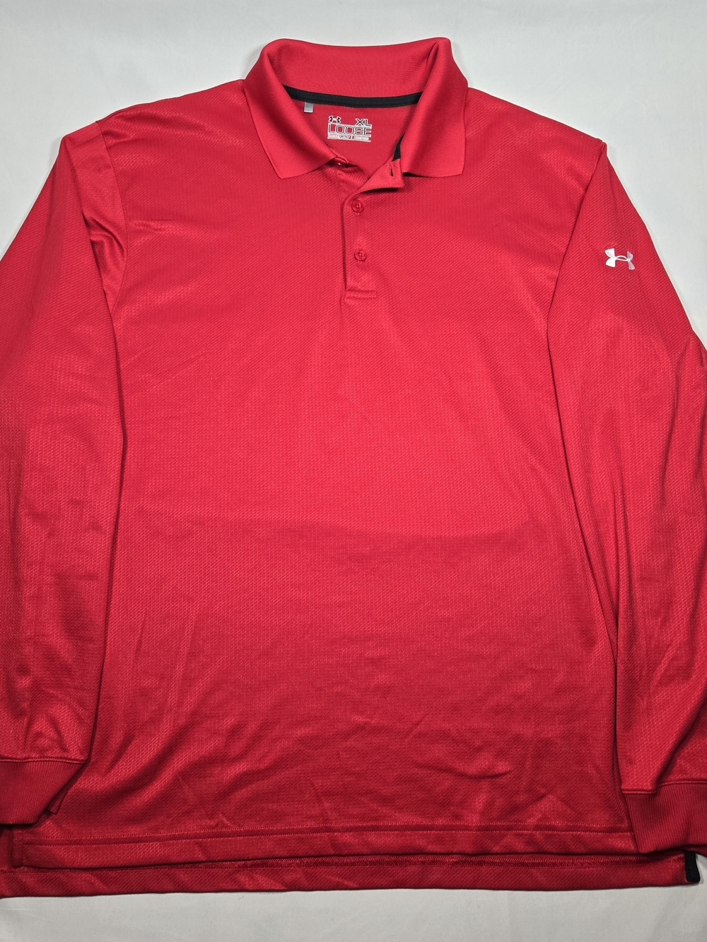 Under Armour Heat Gear Loose Fit Performance Polo Long Sleeve Mens XL Red